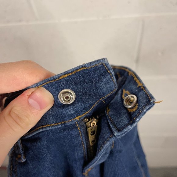 Childrens Place Girls Size 4 Bootcut Denim Jeans Adjustable Waist Dark Wash - Picture 8 of 10